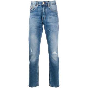 stonewashed straight-fit jeans