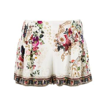 floral flared silk shorts