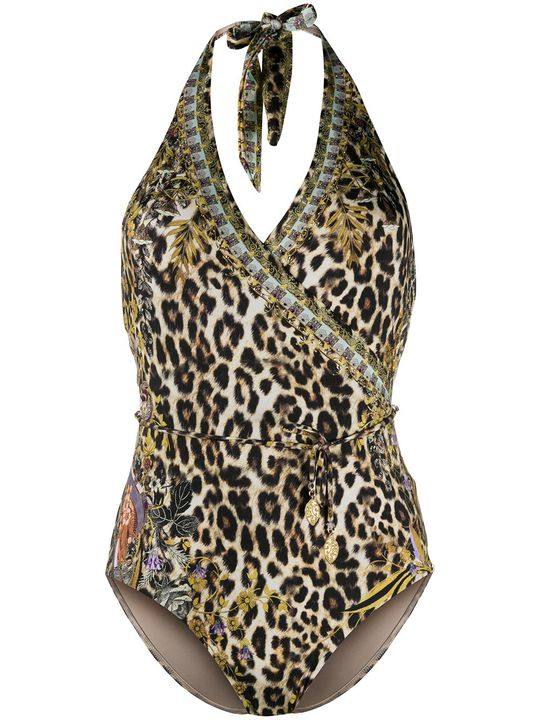 leopard print one-piece swimsuit展示图