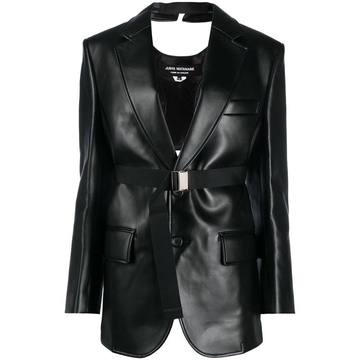 faux-leather buckled blazer