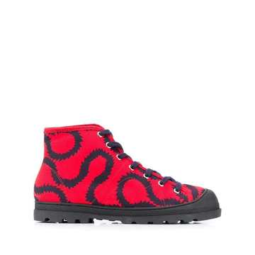 squiggle pattern high-top sneakers