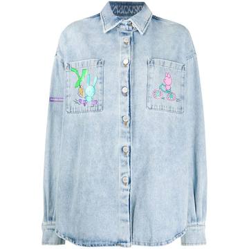 long-line denim shirt