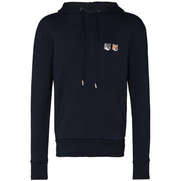 double fox patch cotton hoodie