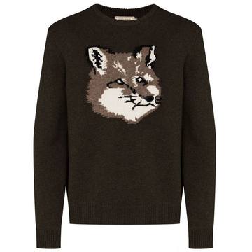 fox head intarsia wool sweater