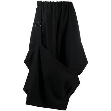 asymmetric buckled midi skirt