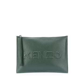 zip-up leather clutch bag