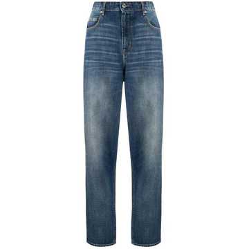 light-wash tapered jeans