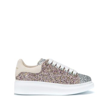 oversized metallic glittered sneakers