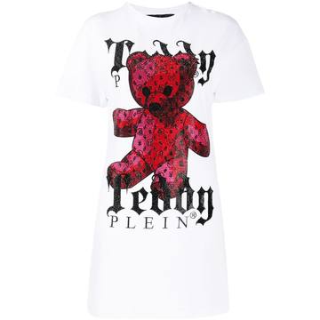 teddy bear-print T-shirt mini dress