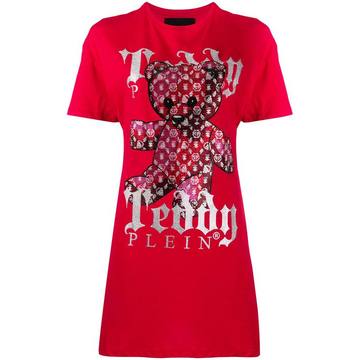 teddy bear-print T-shirt mini dress