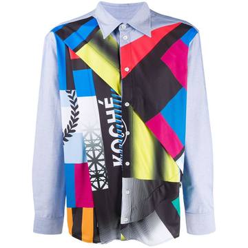 patchwork-print logo shirt