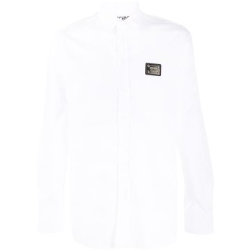 cotton shirt with silver logo plaque