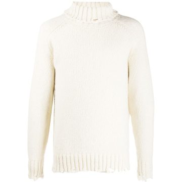ripped roll-neck jumper