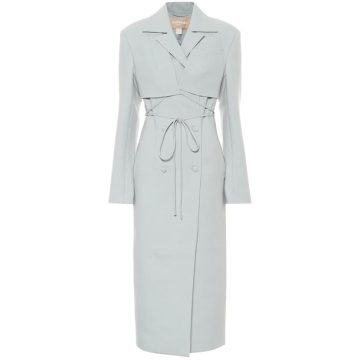 Belted wool-blend trench coat