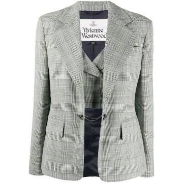 fitted check blazer