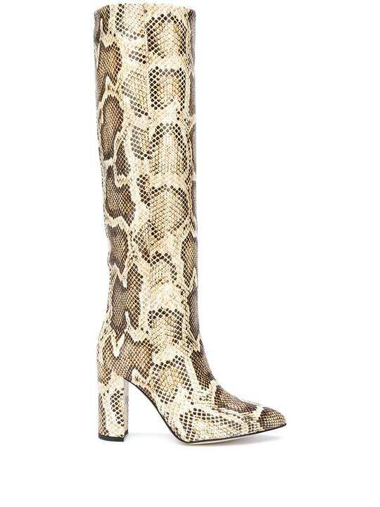 snakeskin-effect knee-high boots展示图