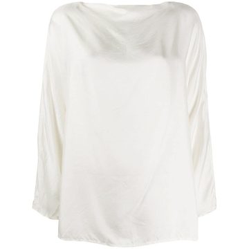 boat-neck satin blouse