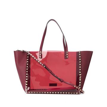 Rockstud transparent-panel tote bag