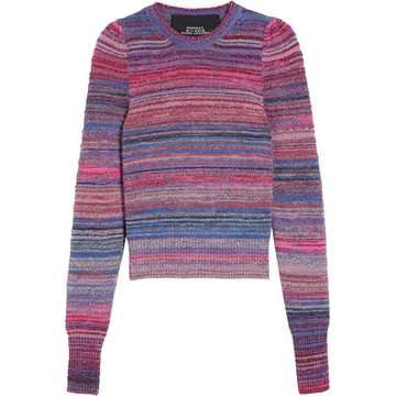 metallic striped rib-trimmed jumper