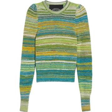 metallic striped rib-trimmed jumper