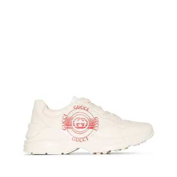 white Rhyton disk logo print leather sneakers