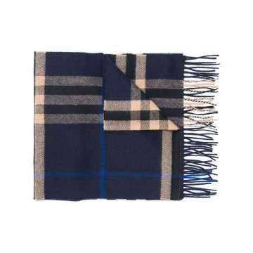 check-pattern fringe scarf