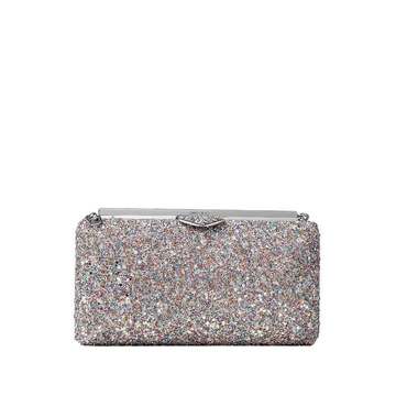 Ellipse glitter-embellished clutch bag