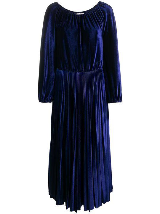 pleated velvet midi dress展示图