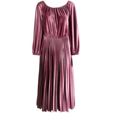 pleated velvet midi dress