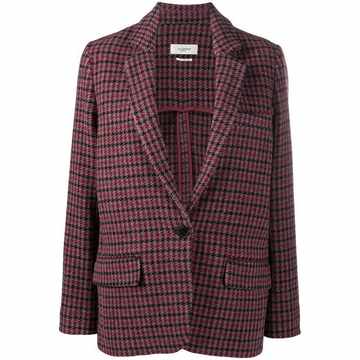 long-sleeved check pattern blazer