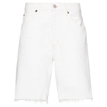 high waist raw hem denim shorts