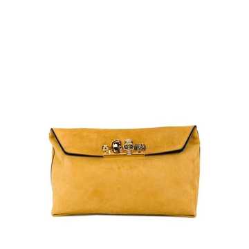 four-ring suede clutch bag