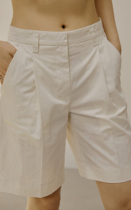 Pleated Cotton-Blend Poplin Shorts展示图