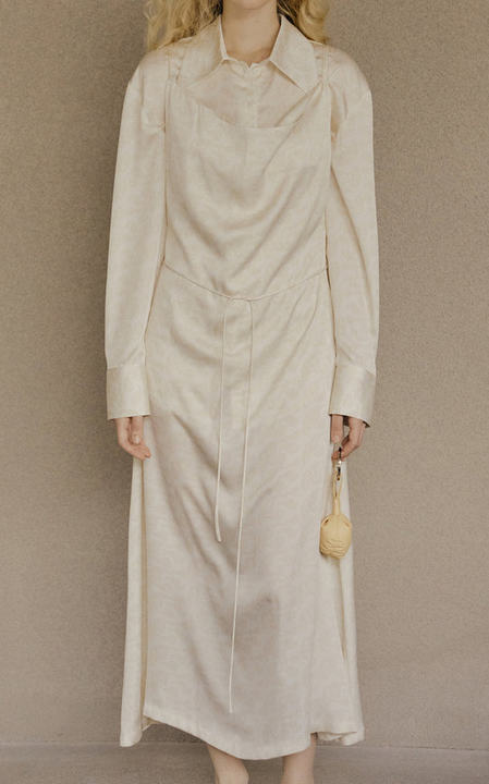 Cowl-Neck Satin Midi Dress展示图