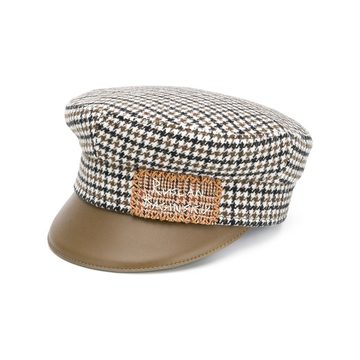 dogtooth pattern baker boy cap