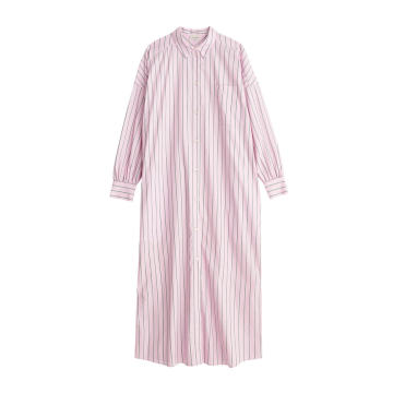 Eina Oversized Striped Cotton Maxi Shirt Dress