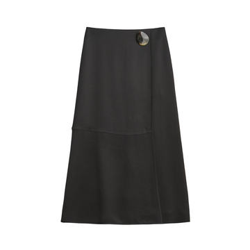 Coris Sateen Midi Wrap-Effect Skirt