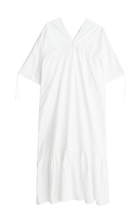 Mironia Ruched Organic Cotton Midi Dress展示图