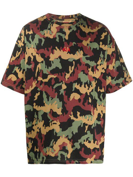 logo camouflage print T-shirt展示图