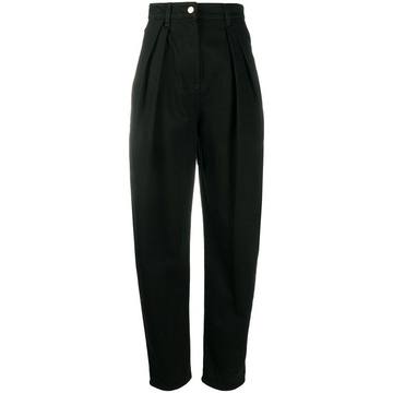 high-waisted pleated trousers