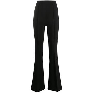 high-waisted flared trousers