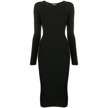 long-sleeve fitted midi dress