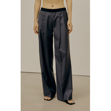 Pleated Wool-Blend Wide-Leg Trousers