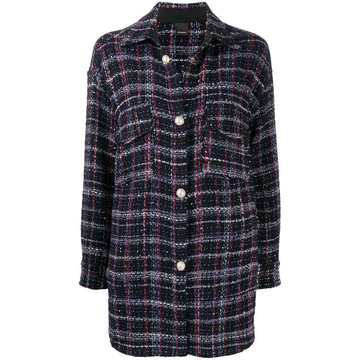 tartan pattern single-breasted coat