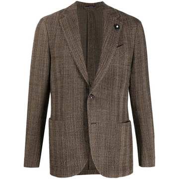 zigzag patterned knitted suit jacket