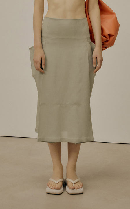 Pocket-Detailed Crepe Midi Skirt展示图