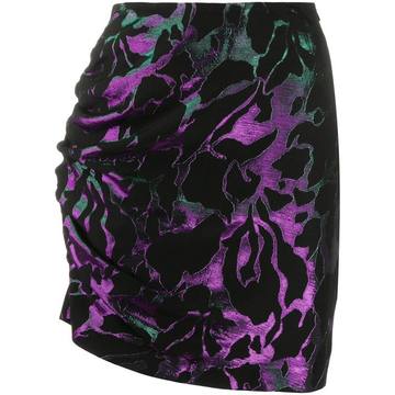 abstract-pattern ruched skirt