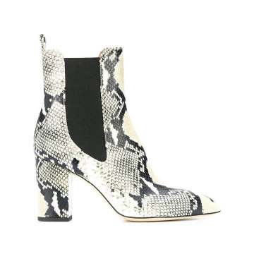 snakeskin-effect ankle boots