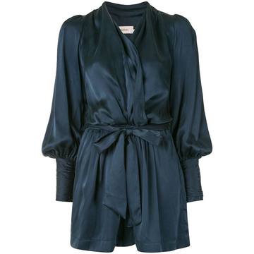 waist-tied silk playsuit