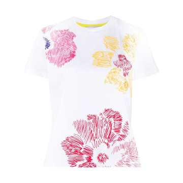 embroidered flower pattern T-shirt